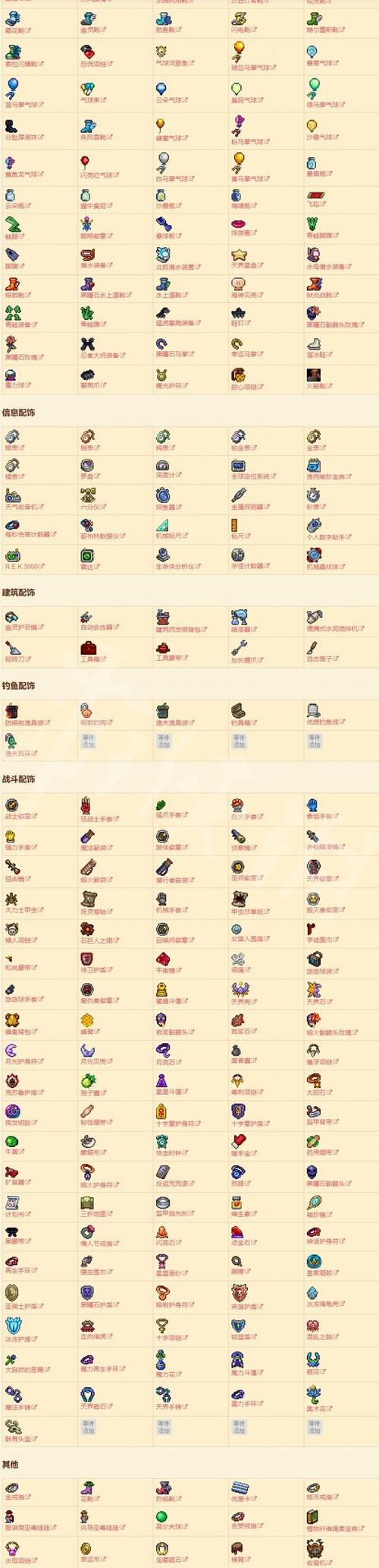 泰拉瑞亚饰品获得方法及效果图鉴