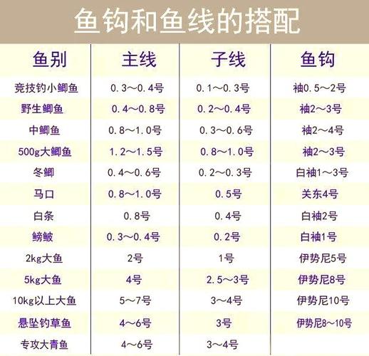 钓鱼主线和子线搭配表