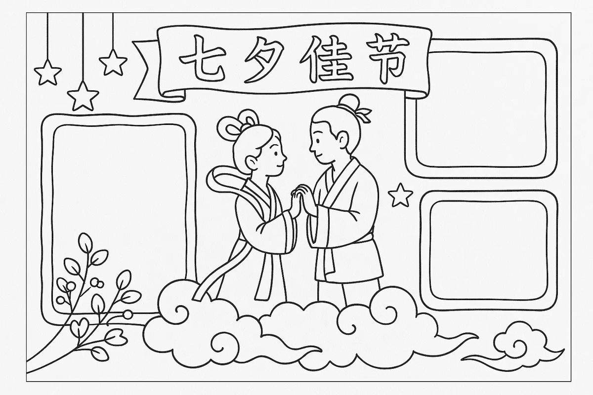 最美七夕手抄报图片2017最新七夕手抄报图片简单又